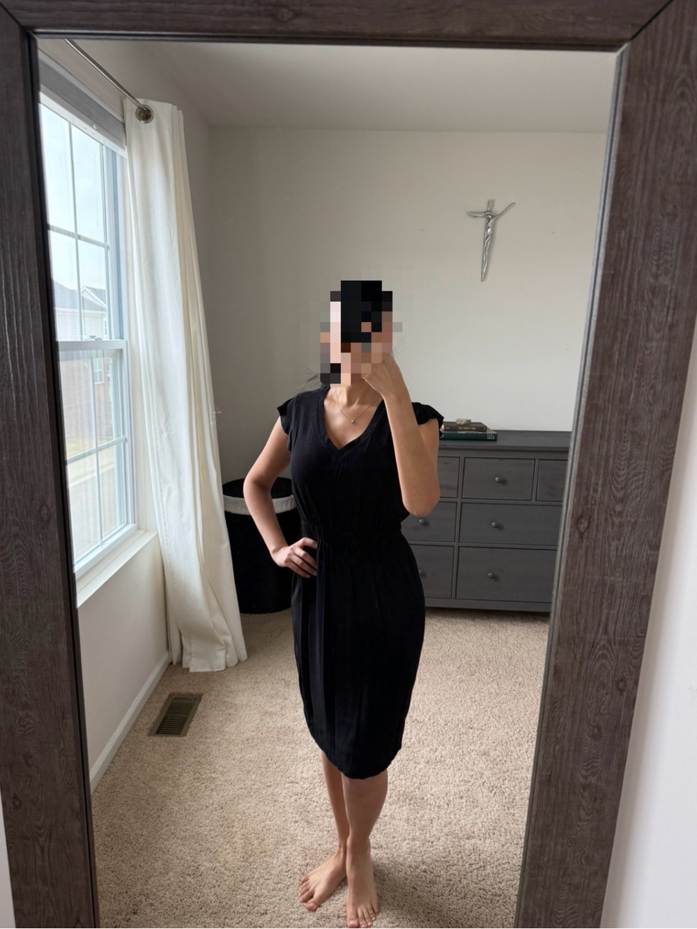 Classic Black V-Neck Women's Dress